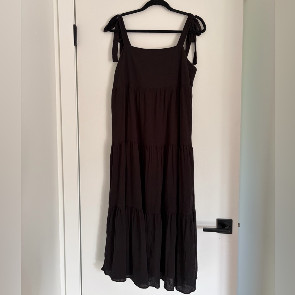 Madewell Tie-Strap Tiered Maxi Dress in Black - Picture 4 of 10